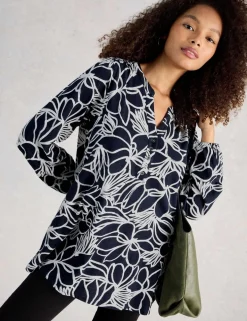 Pure Cotton Floral Notch Neck Tunic
