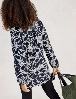 Pure Cotton Floral Notch Neck Tunic