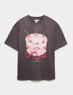 Pure Cotton Floral Oversized Graphic T-Shirt