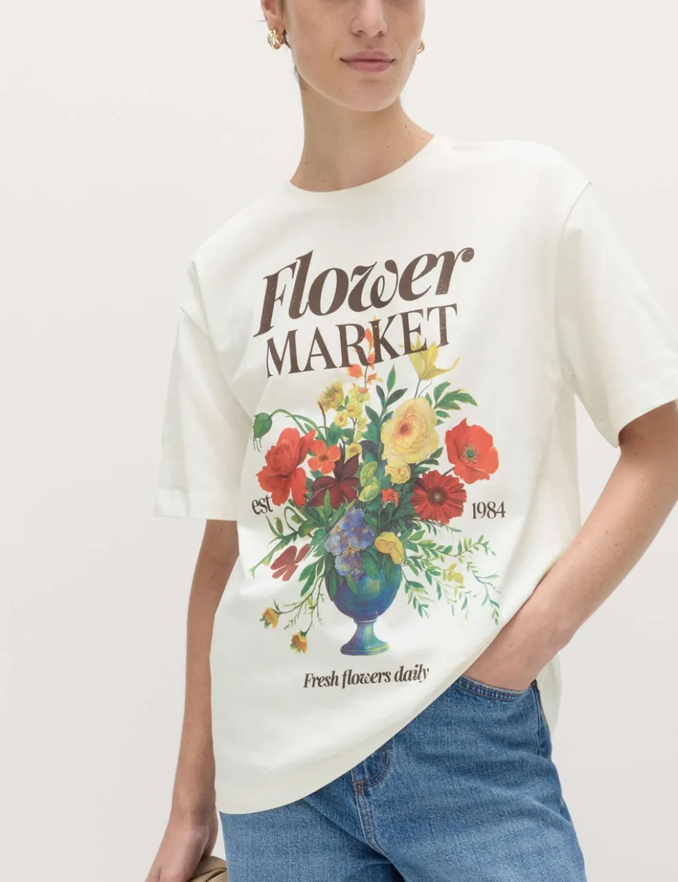 Pure Cotton Floral Oversized Graphic T-Shirt