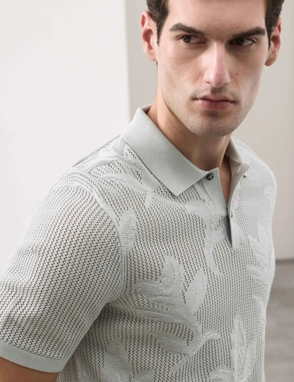 Pure Cotton Floral Pointelle Polo Shirt