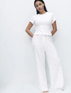 Pure Cotton Floral Pointelle Pyjama Bottoms
