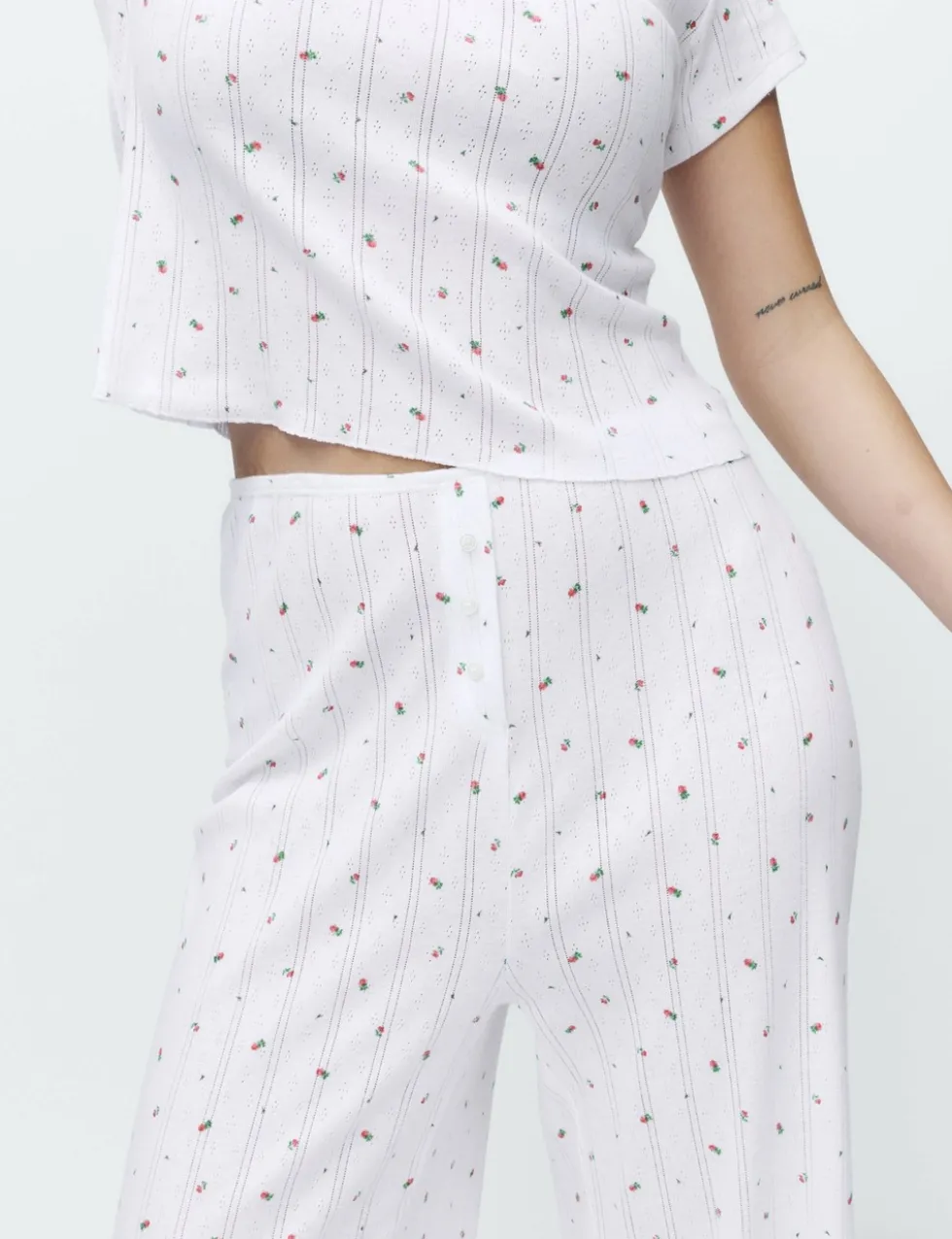 Pure Cotton Floral Pointelle Pyjama Bottoms