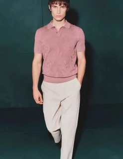 Pure Cotton Floral Pointelle Polo Shirt