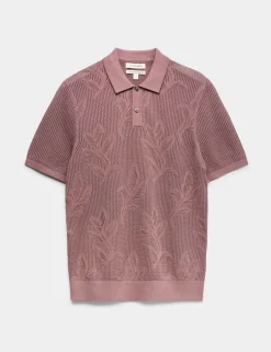 Pure Cotton Floral Pointelle Polo Shirt