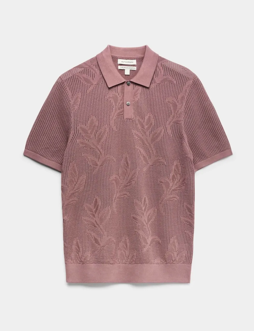 Pure Cotton Floral Pointelle Polo Shirt