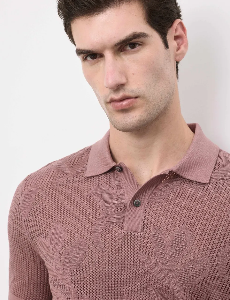 Pure Cotton Floral Pointelle Polo Shirt