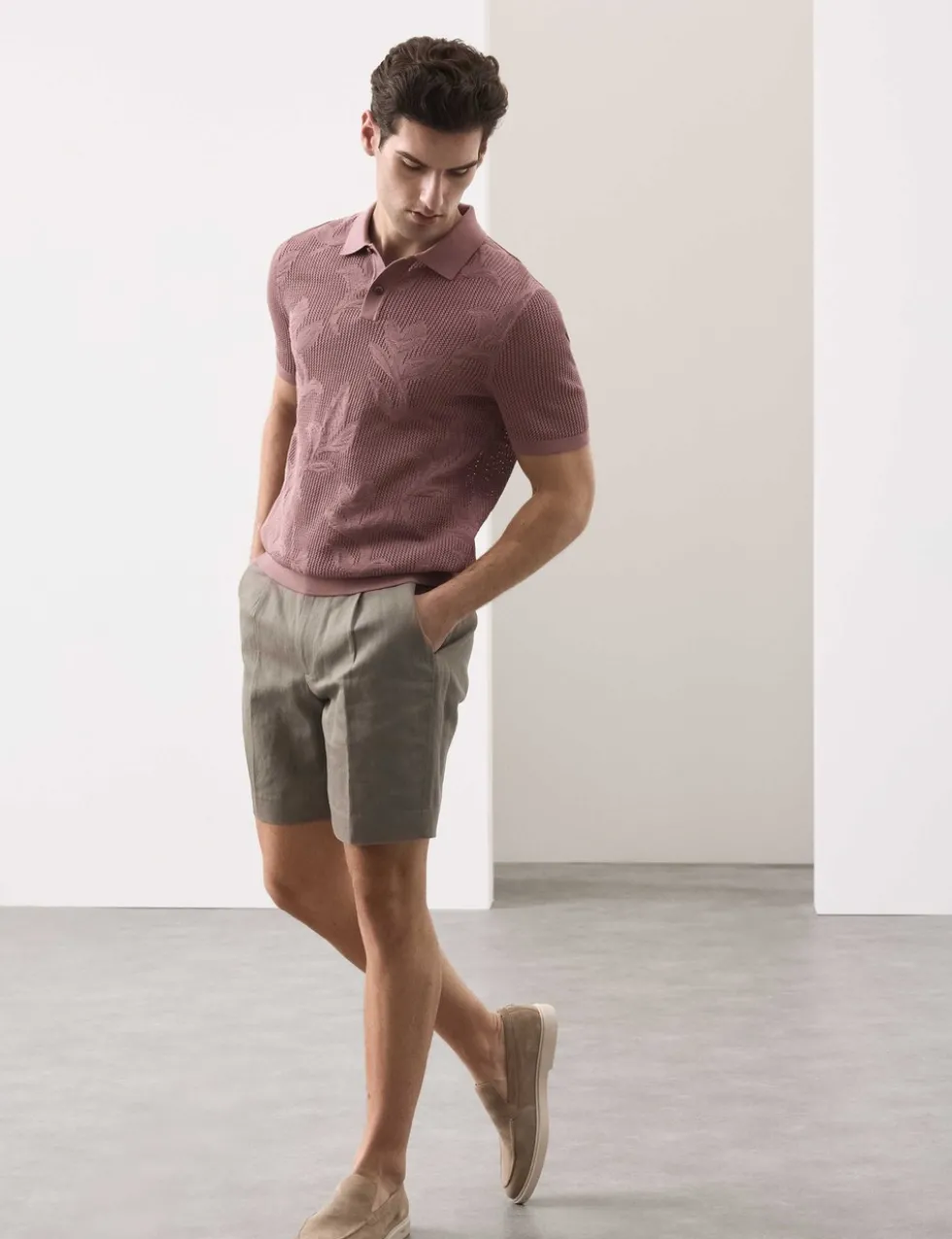 Pure Cotton Floral Pointelle Polo Shirt