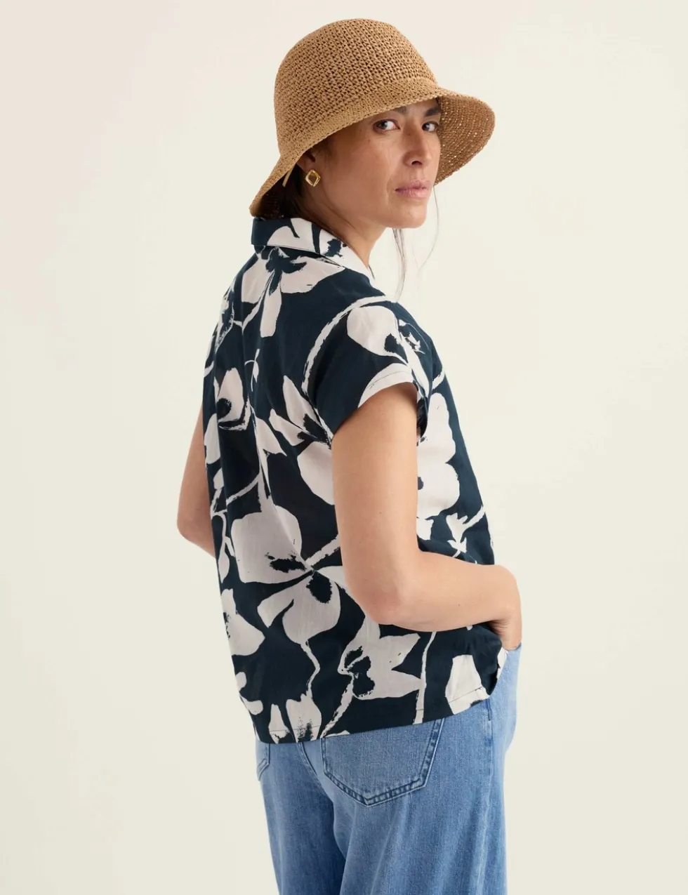Pure Cotton Floral Popover Top