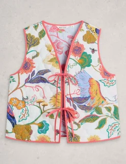 Pure Cotton Floral Reversible Short Gilet