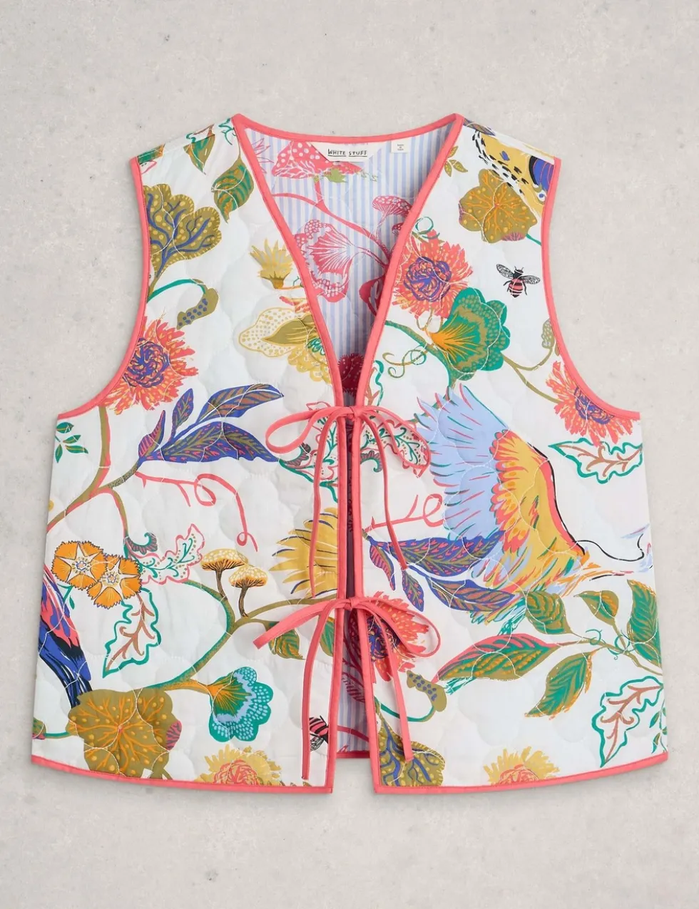 Pure Cotton Floral Reversible Short Gilet