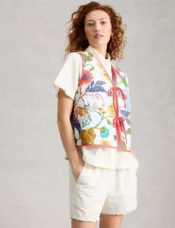 Pure Cotton Floral Reversible Short Gilet