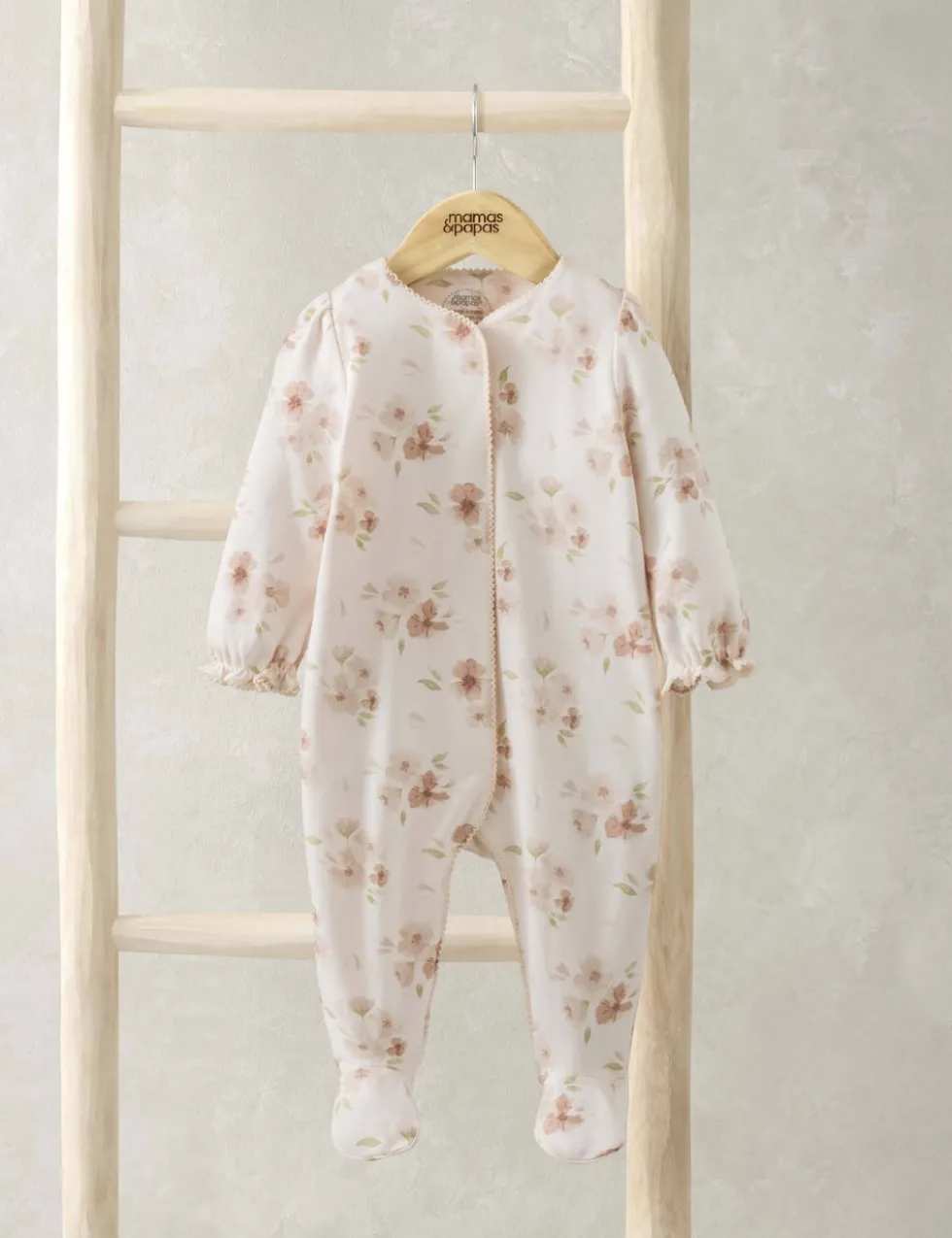 Pure Cotton Floral Sleepsuit (0-12 Mths)