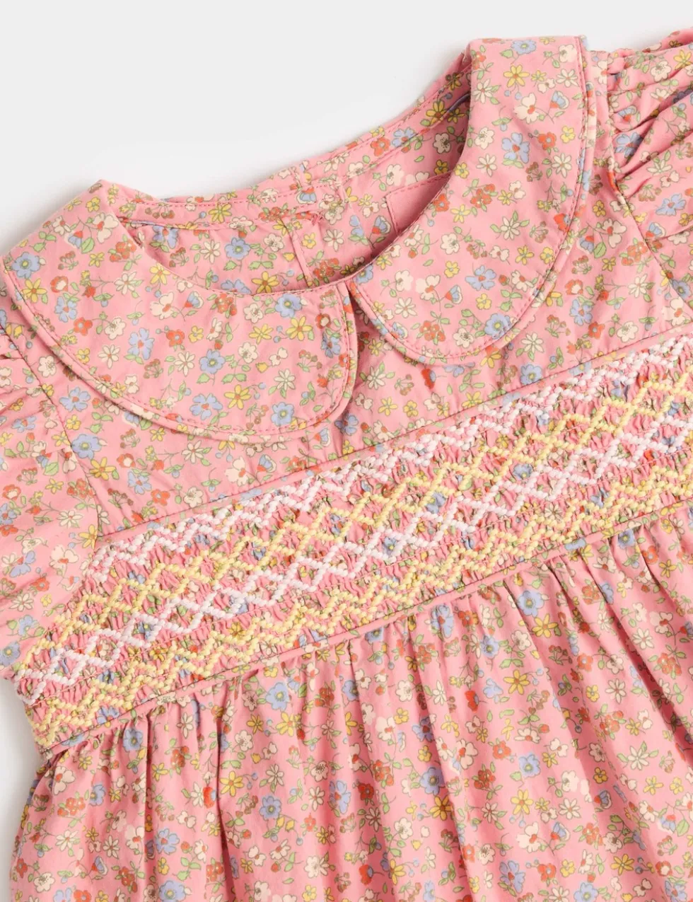 Pure Cotton Floral Smock Dress (0-3 Yrs)