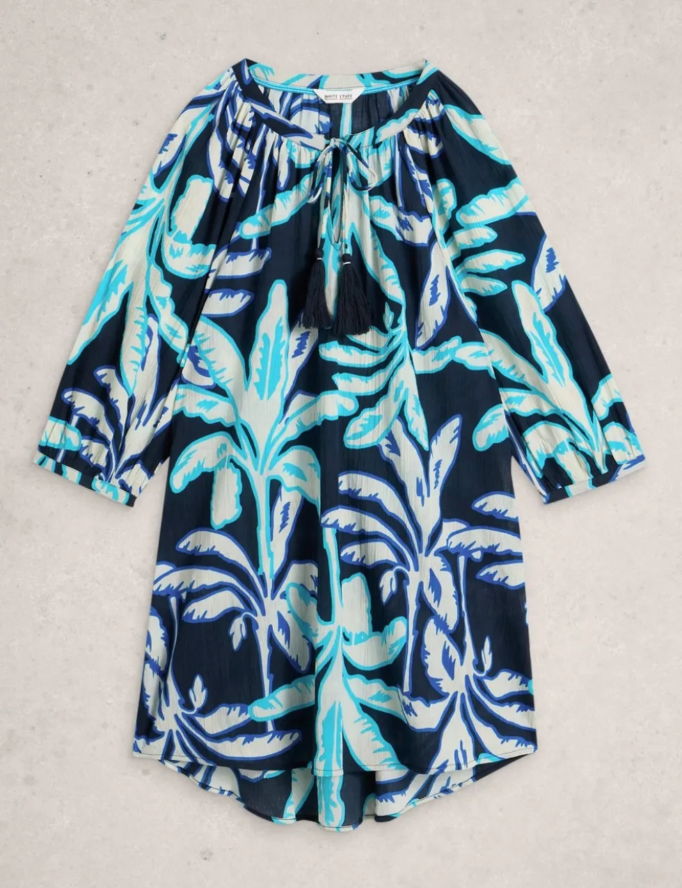 Pure Cotton Floral V-Neck Beach Cover Up