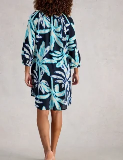 Pure Cotton Floral V-Neck Beach Cover Up