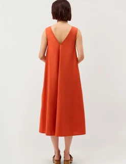 Pure Cotton Floral V-Neck Midi Swing Dress