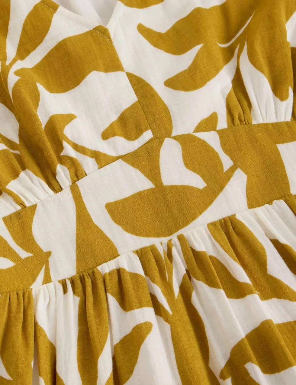 Pure Cotton Floral V-Neck Midi Tiered Dress