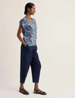 Pure Cotton Floral V-Neck Top