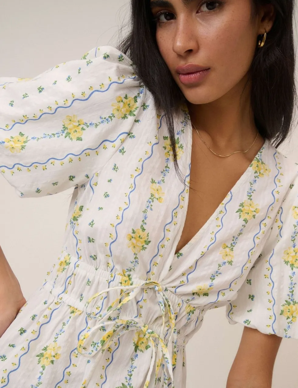 Pure Cotton Floral V-Neck Blouse