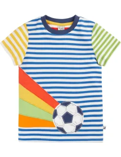 Pure Cotton Football Striped T-Shirt (1-10 Yrs)