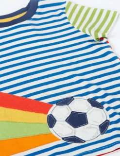Pure Cotton Football Striped T-Shirt (1-10 Yrs)