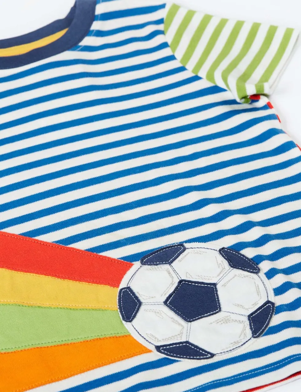 Pure Cotton Football Striped T-Shirt (1-10 Yrs)