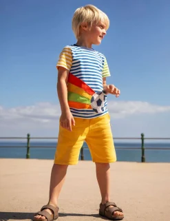 Pure Cotton Football Striped T-Shirt (1-10 Yrs)