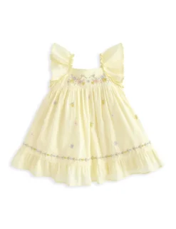 Pure Cotton Frill Embroidered Dress (0-3 Yrs)