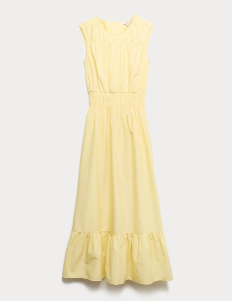 Pure Cotton Frill Hem Midaxi Waisted Dress