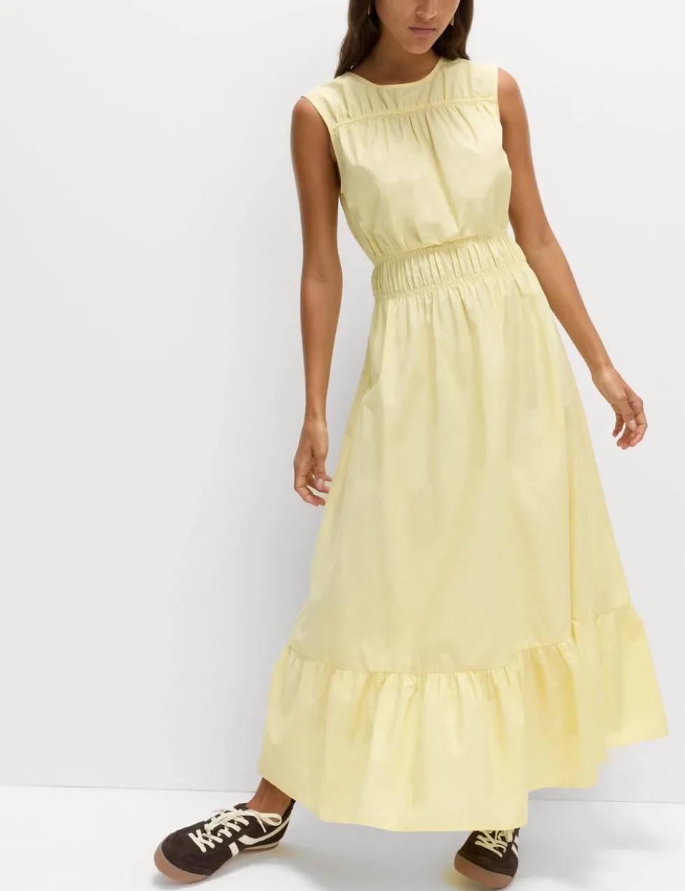 Pure Cotton Frill Hem Midaxi Waisted Dress
