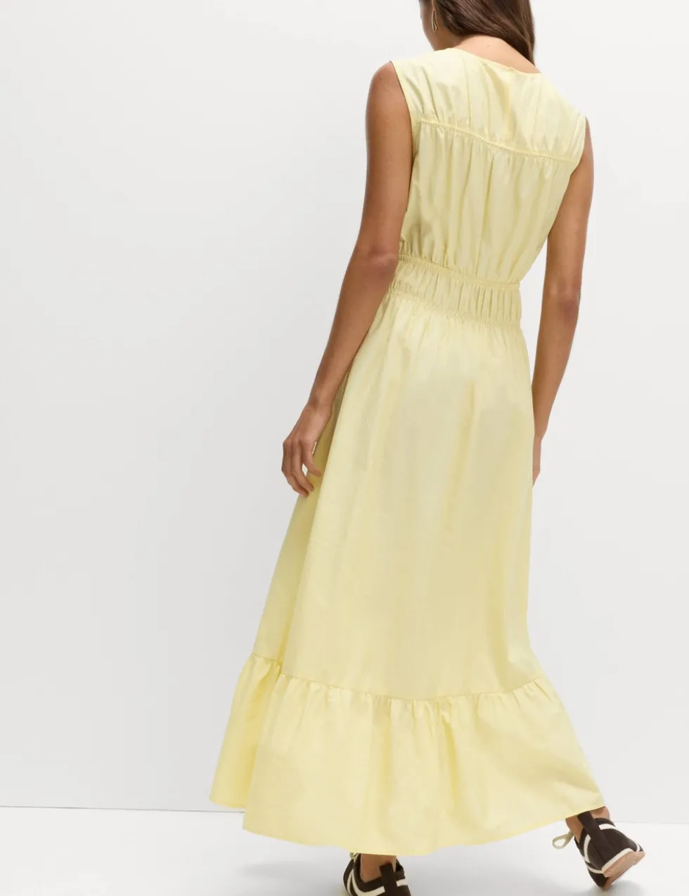 Pure Cotton Frill Hem Midaxi Waisted Dress
