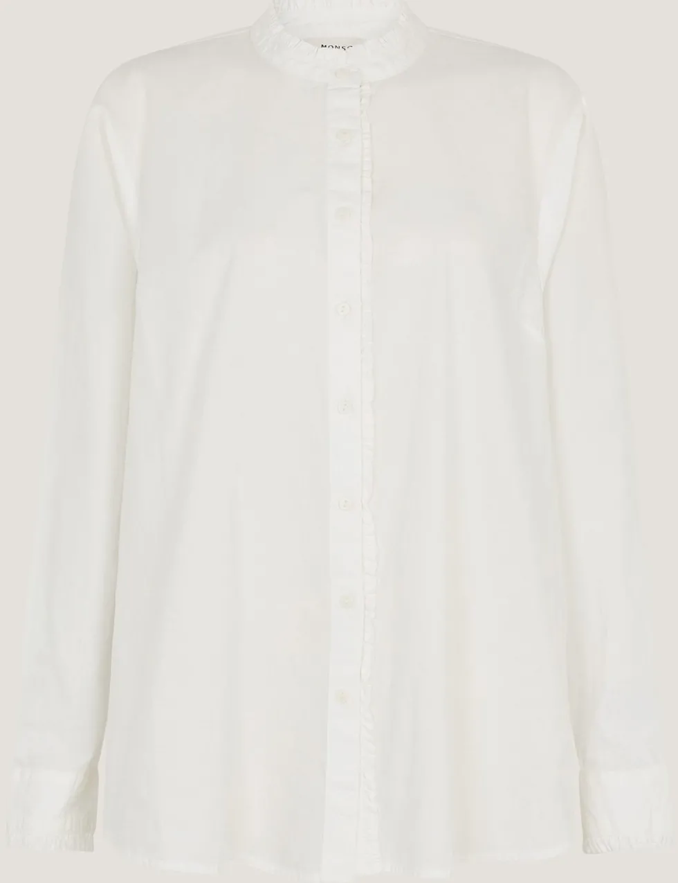 Pure Cotton Frill Neck Button Through Shirt