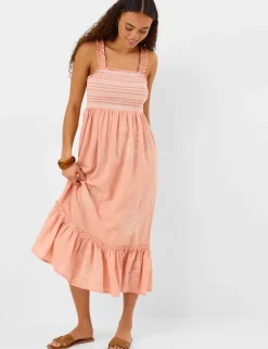 Pure Cotton Frill Shoulder Maxi Beach Dress