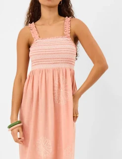 Pure Cotton Frill Shoulder Maxi Beach Dress