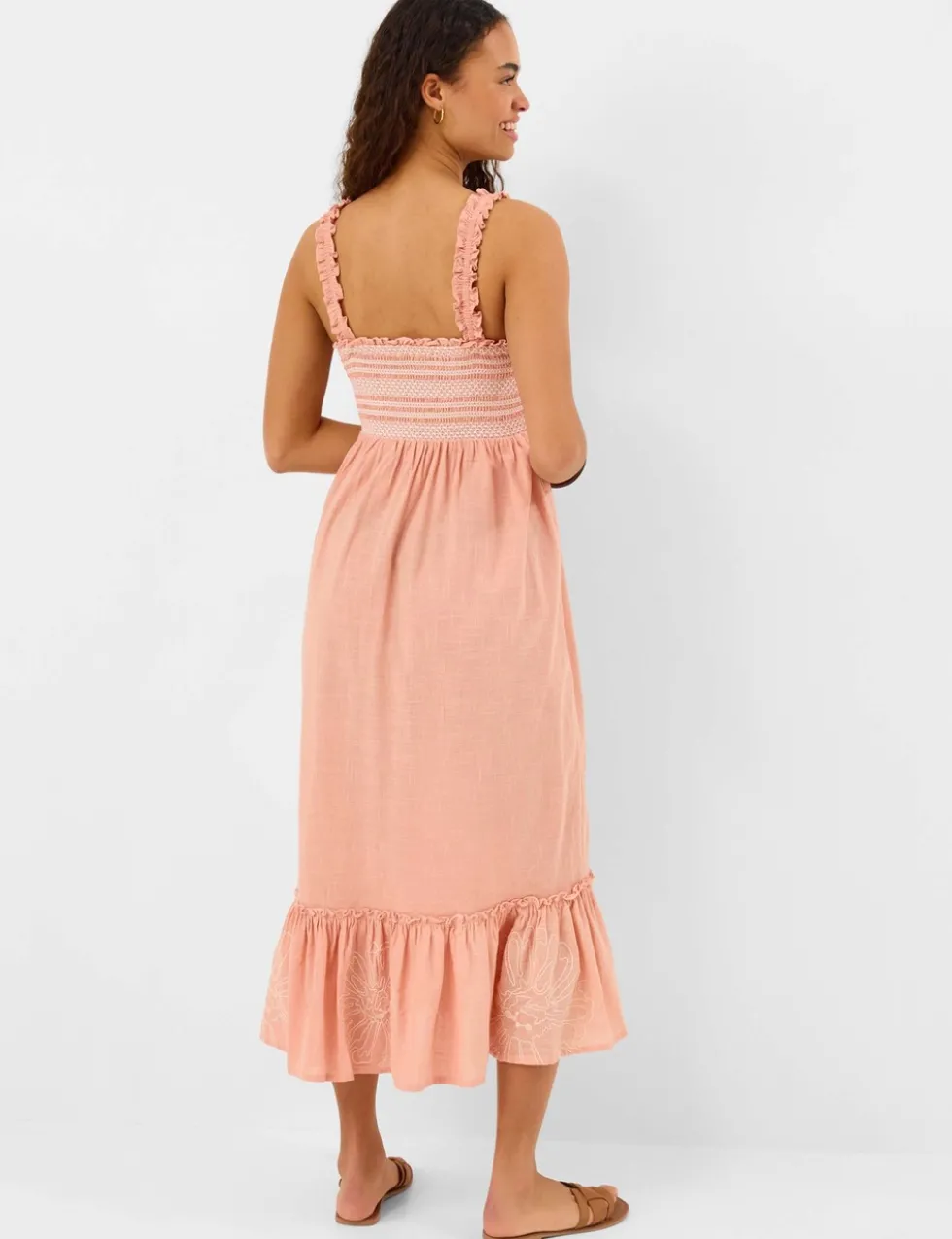 Pure Cotton Frill Shoulder Maxi Beach Dress