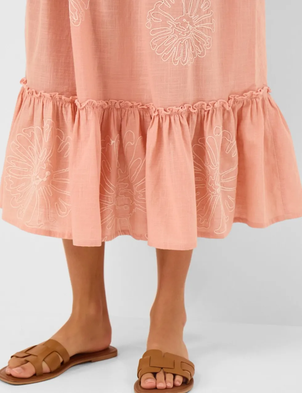 Pure Cotton Frill Shoulder Maxi Beach Dress