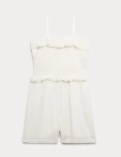 Pure Cotton Frilled Shirred Playsuit (6-16 Yrs)