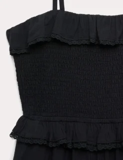 Pure Cotton Frilled Shirred Playsuit (6-16 Yrs)