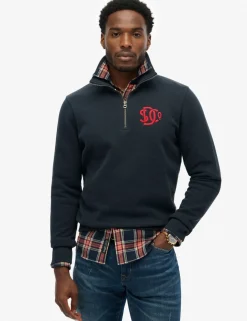 Pure Cotton Funnel Neck Half Zip Sweatshirt