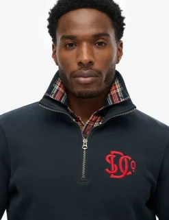 Pure Cotton Funnel Neck Half Zip Sweatshirt