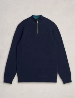 Pure Cotton Funnel Neck Half Zip Jumper