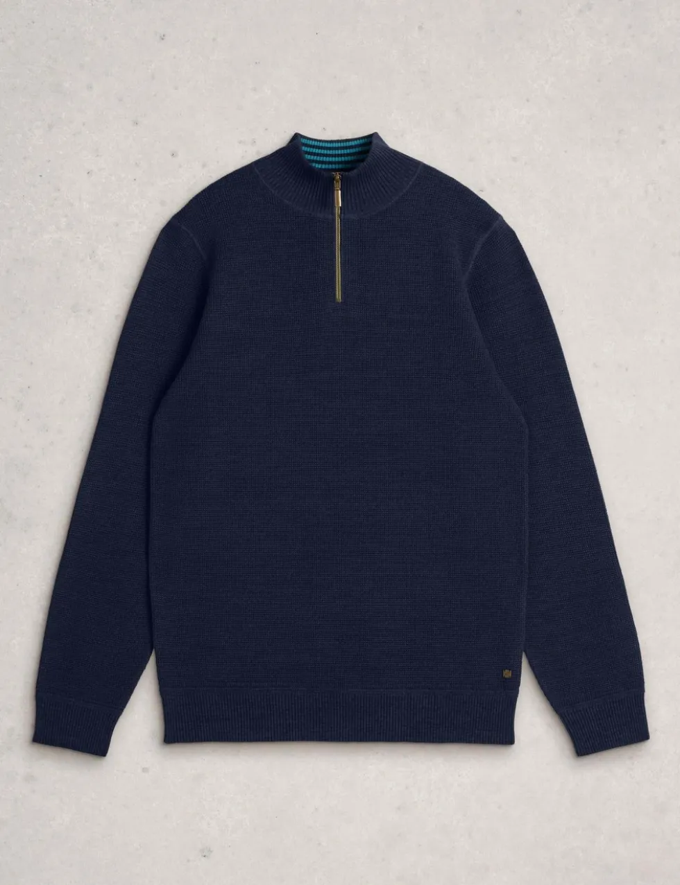 Pure Cotton Funnel Neck Half Zip Jumper