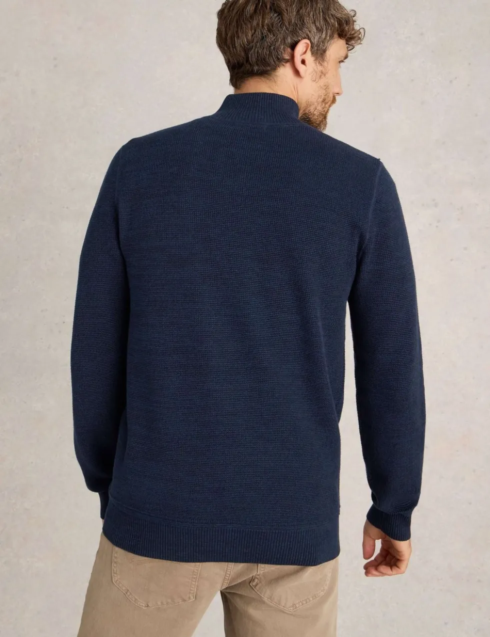 Pure Cotton Funnel Neck Half Zip Jumper