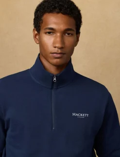 Pure Cotton Funnel Neck Half Zip Sweatshirt