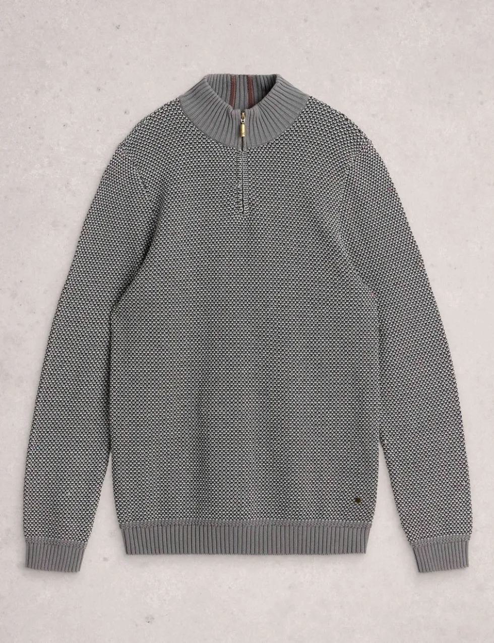 Pure Cotton Funnel Neck Half Zip Jumper