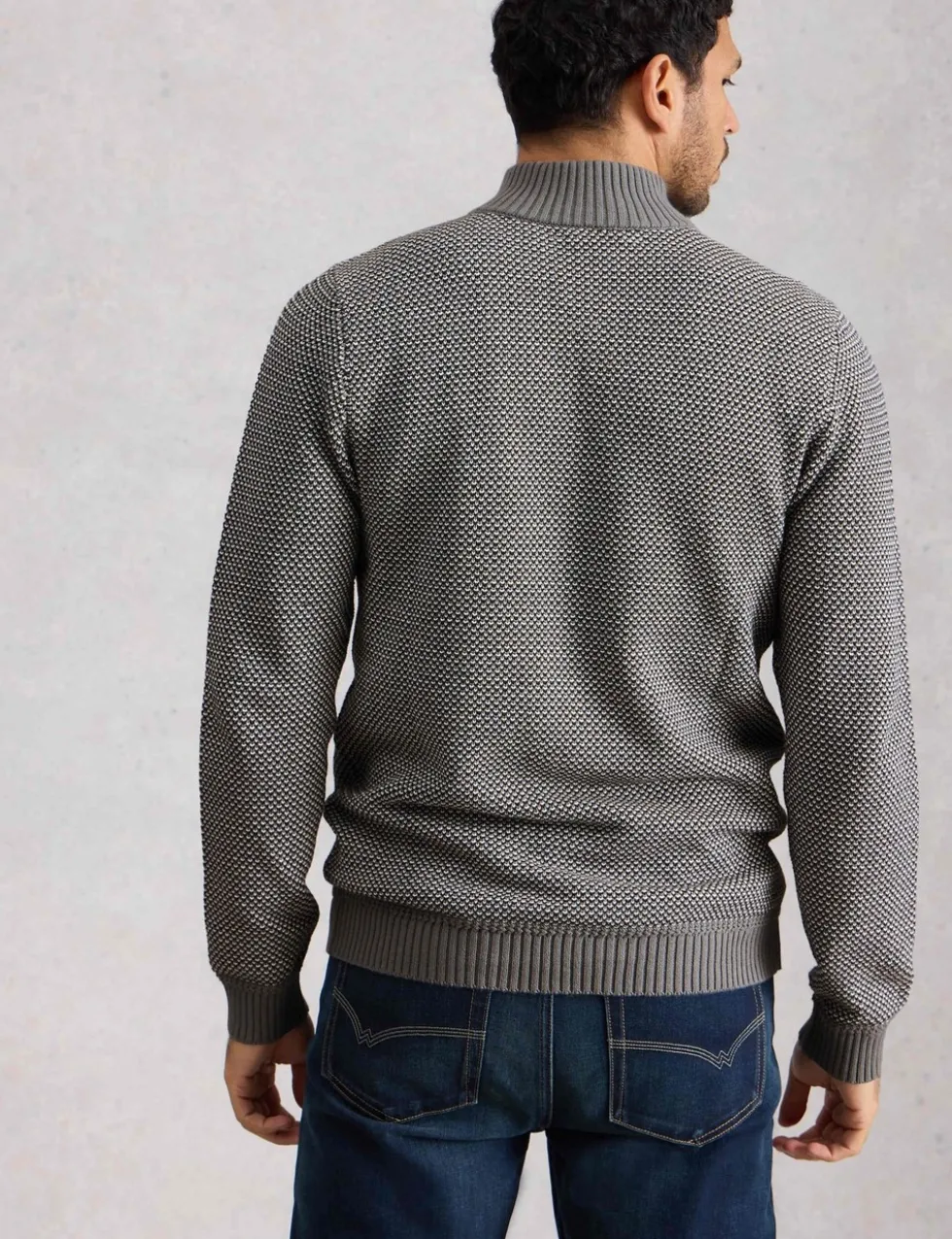Pure Cotton Funnel Neck Half Zip Jumper
