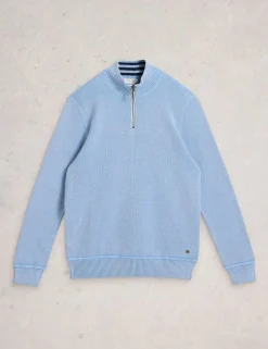 Pure Cotton Funnel Neck Half Zip Jumper