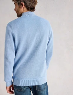 Pure Cotton Funnel Neck Half Zip Jumper