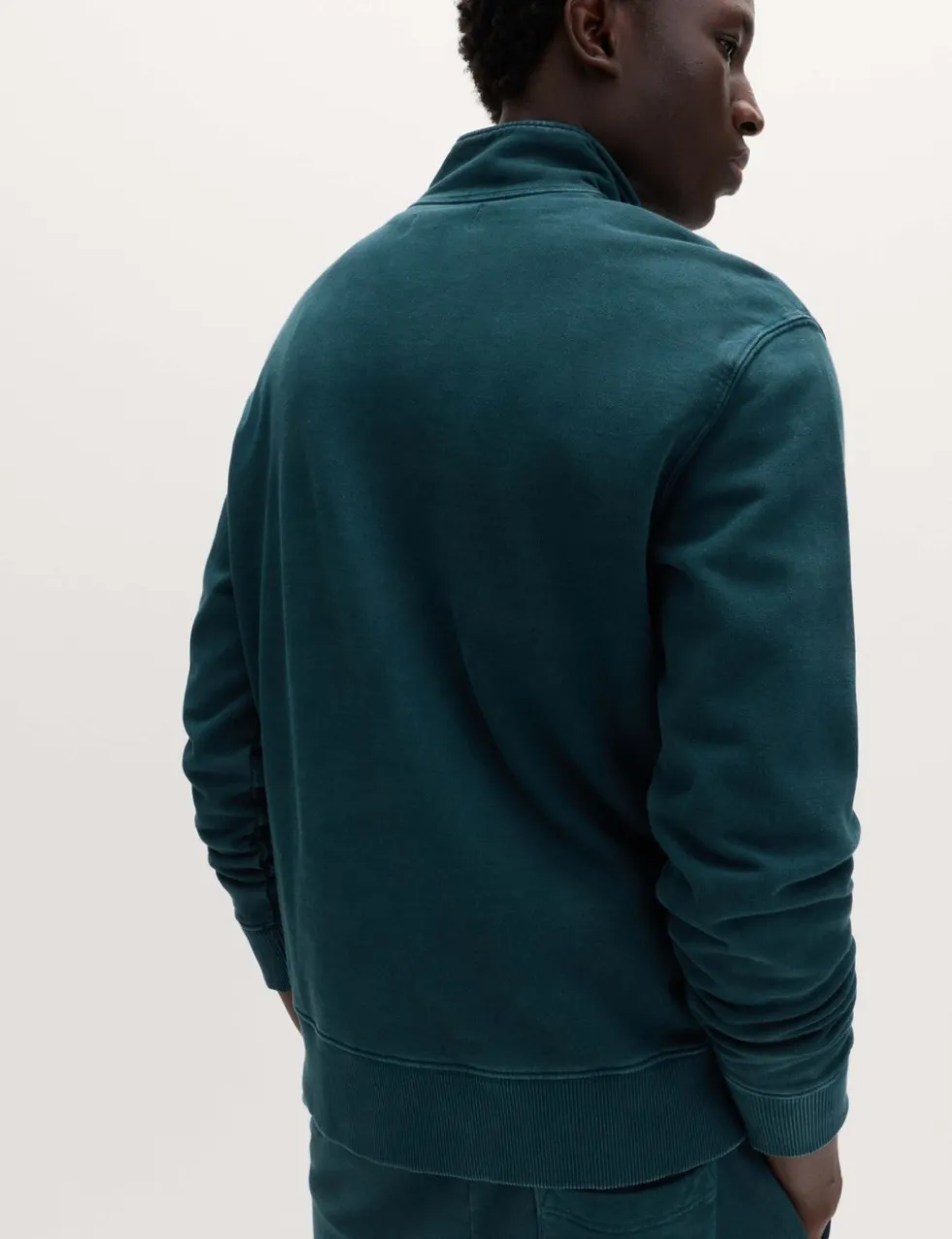 Pure Cotton Garment Dye Half Zip Sweatshirt